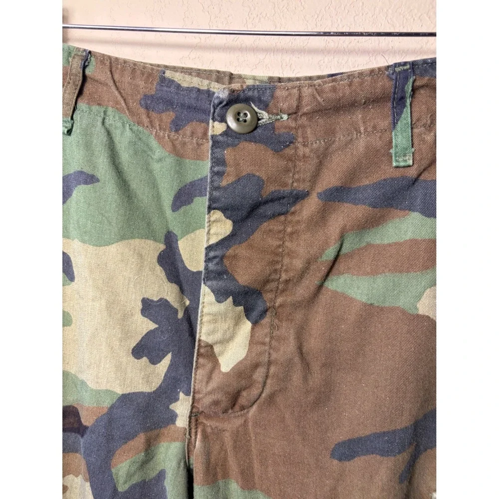 Vintage Woodland Camo Cargo Pants Military Style Tactical Trousers Green Brown